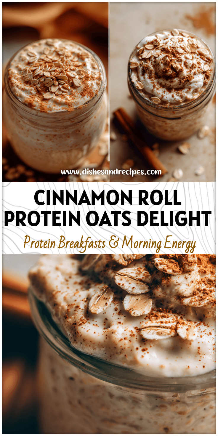 Cinnamon Roll Protein Oatmeal – Easy Healthy No-Cook Overnight Oats Recipe